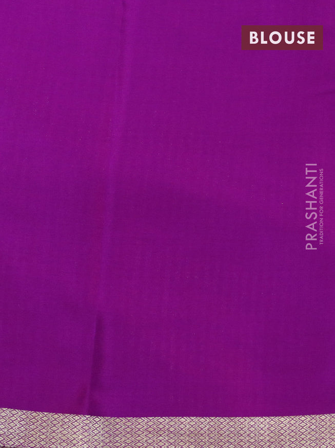 Pure mysore silk saree purple with allover self emoss and zari woven border
