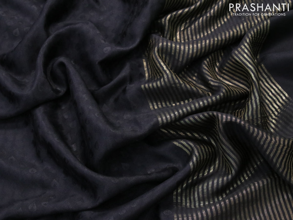 Pure mysore silk saree black with allover self emoss and zari woven border
