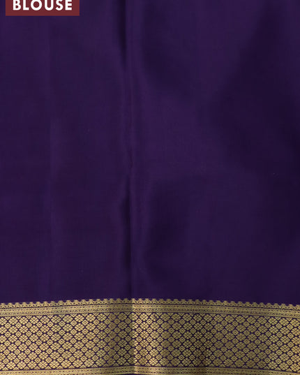 Pure mysore silk saree pink and blue with zari woven buttas and zari woven border