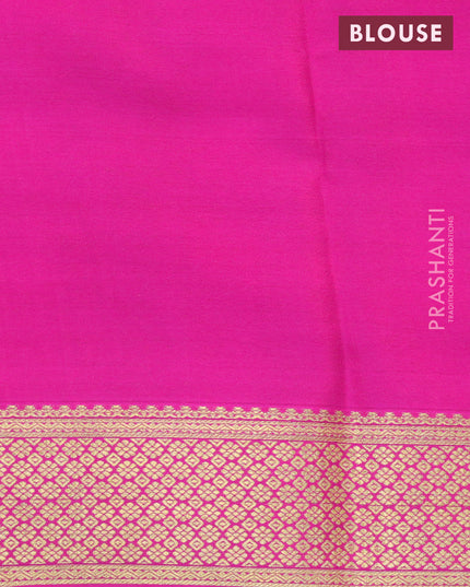 Pure mysore silk saree cream and pink with zari woven buttas and zari woven border