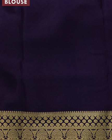 Pure mysore silk saree magenta pink and deep violet with zari woven buttas and zari woven border