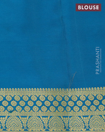 Pure mysore silk saree mustard yellow and cs blue with zari woven buttas and zari woven border