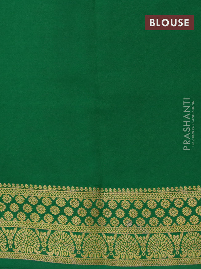 Pure mysore silk saree rustic orange and green with zari woven buttas and zari woven border