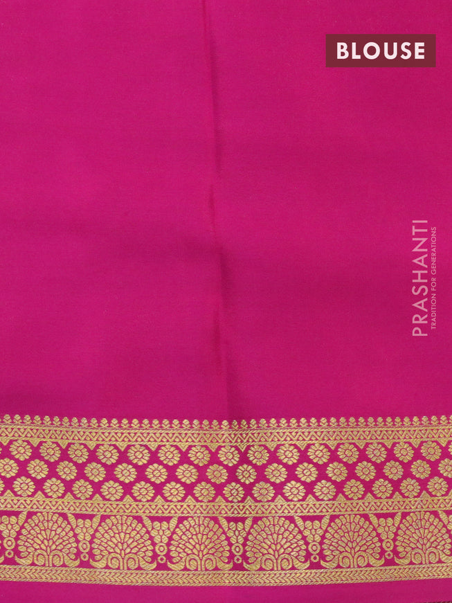 Pure mysore silk saree black and pink with zari woven leaf buttas and zari woven border
