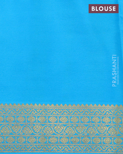 Pure mysore silk saree yellow and light blue with allover zari woven buttas and zari woven border