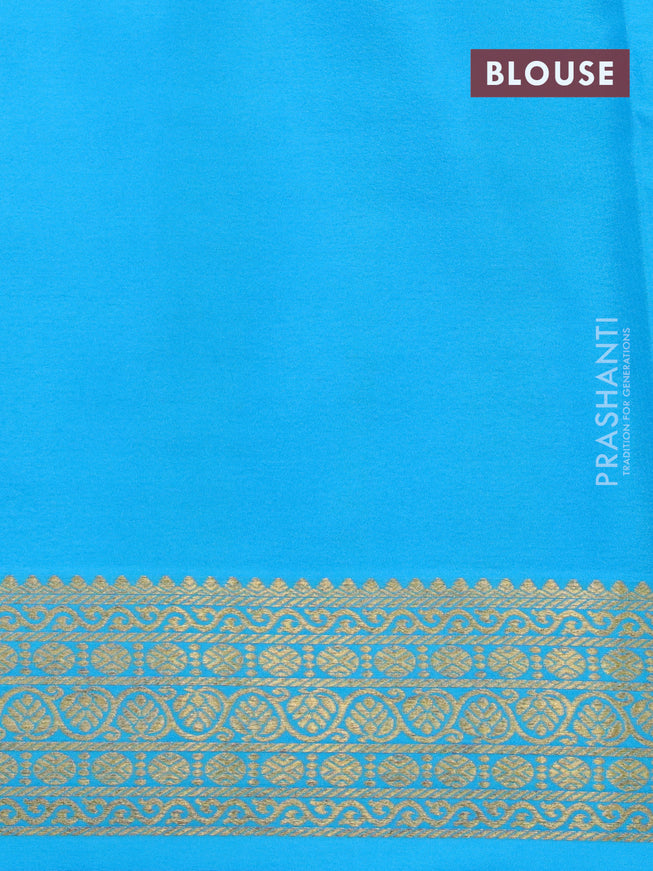 Pure mysore silk saree yellow and light blue with allover zari woven buttas and zari woven border
