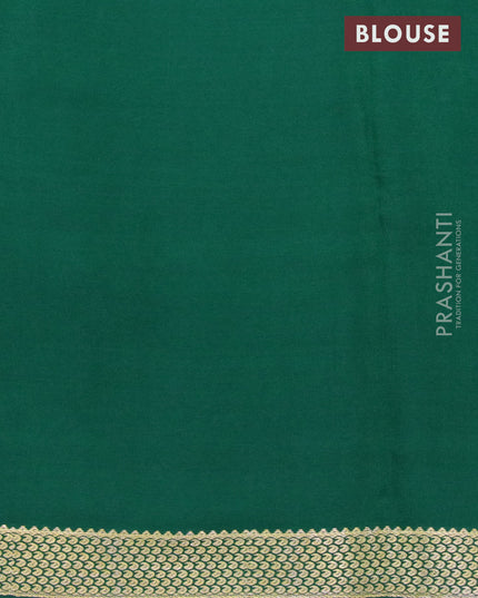 Pure mysore silk saree green with allover zari woven checked pattern and zari woven border
