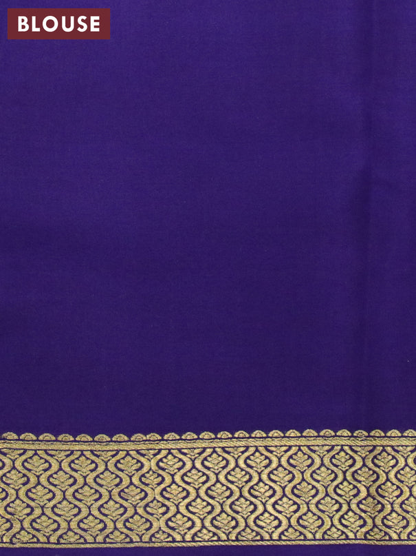 Pure mysore silk saree teal green and blue with allover small zari checked pattern and zari woven border