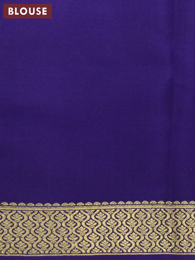 Pure mysore silk saree teal green and blue with allover small zari checked pattern and zari woven border