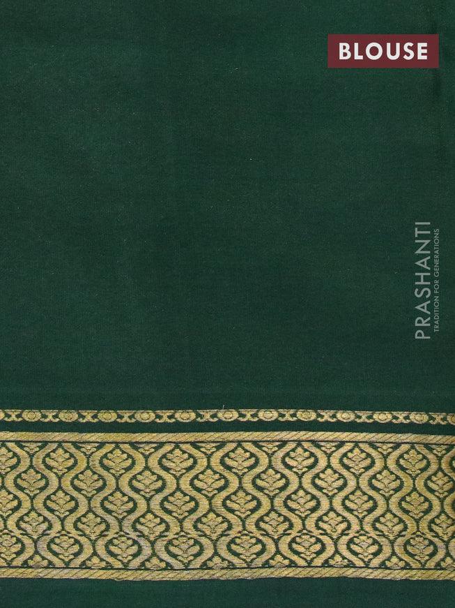 Pure mysore silk saree dark mustard and green with allover small zari checked pattern and zari woven border