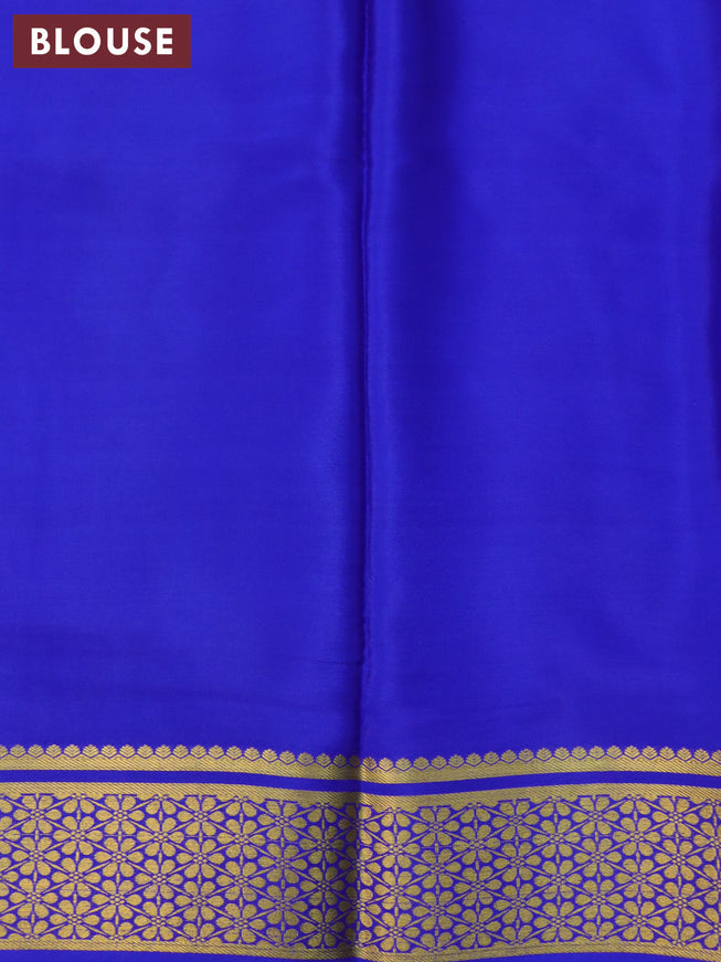 Pure mysore silk saree teal blue and royal blue with plain body and zari woven border