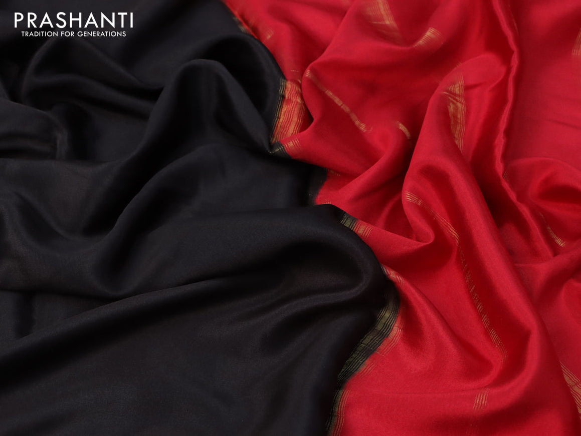 Pure mysore silk saree black and red with plain body and rettapet zari woven border