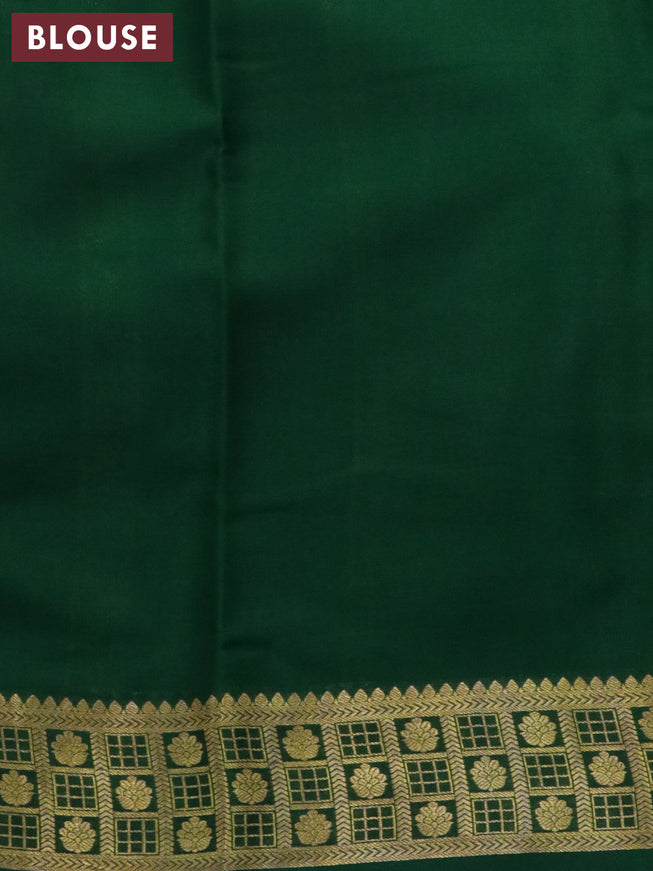 Pure mysore silk saree pink and green with plain body and zari woven border