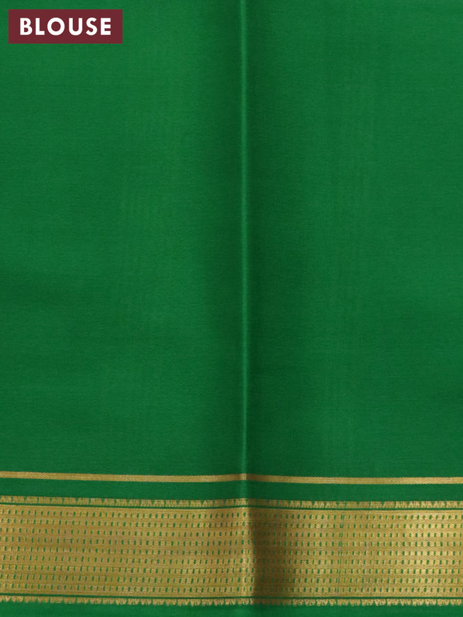 Pure mysore silk saree pink and green with plain body and zari woven border