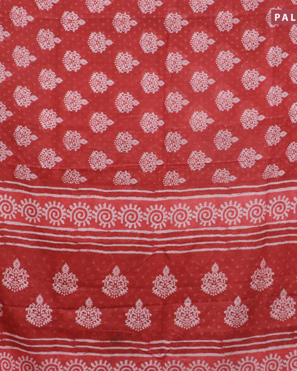 Mul cotton saree red with allover butta prints and small zari woven border