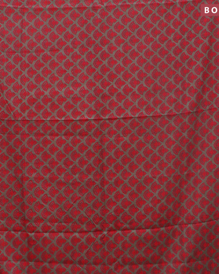 Mul cotton saree grey and red with allover butta prints and small zari woven border
