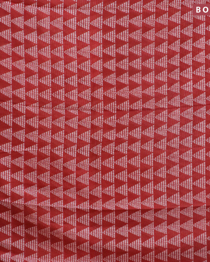 Mul cotton saree red with allover geometric butta prints and small zari woven border
