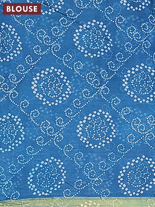 Mul cotton saree cs blue with allover geometric butta prints and small zari woven border