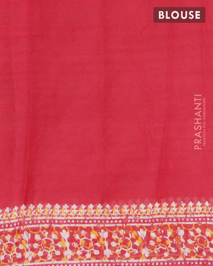 Mul cotton saree red with allover paisley prints and small zari woven border
