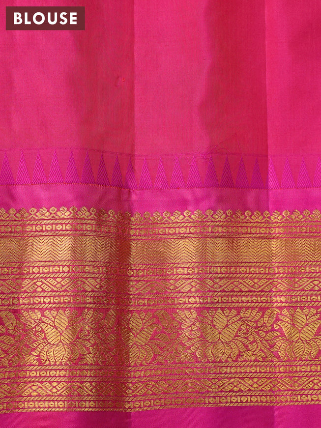 Pure gadwal silk saree green and pink with zari woven buttas and zari woven border