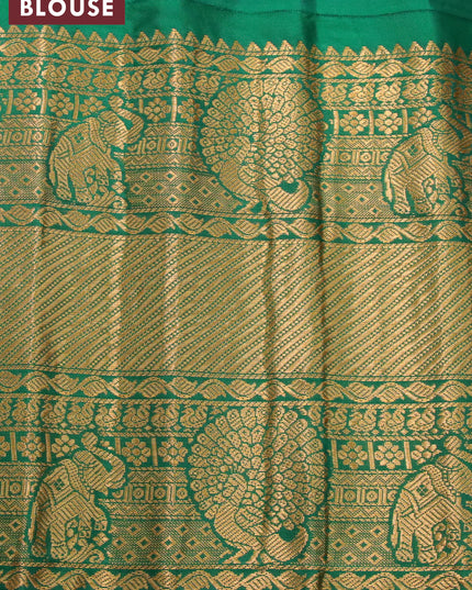 Pure gadwal silk saree red and green with zari woven buttas and long zari woven border