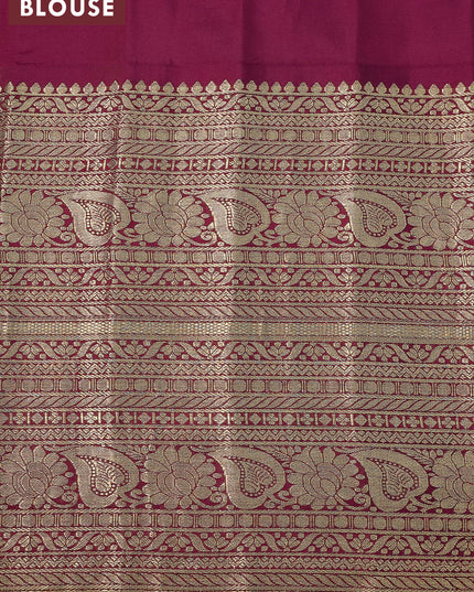Pure gadwal silk saree light blue and dark magenta pink with zari woven buttas and zari woven border