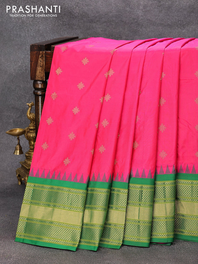 Pure paithani silk saree pink and green with zari woven buttas and zari woven border