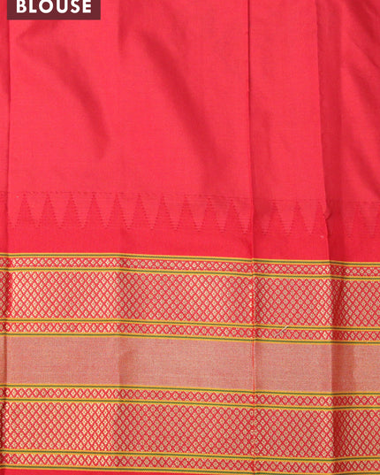 Pure paithani silk saree teal blue and red with zari woven buttas and zari woven border
