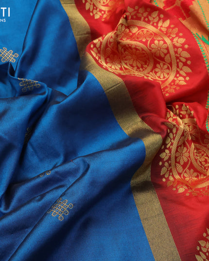 Pure paithani silk saree cs blue and red with zari woven buttas and zari woven border