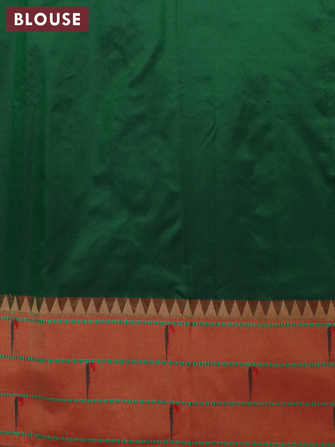 Pure paithani silk saree green and red with allover floral zari woven buttas and zari woven muniya butta border