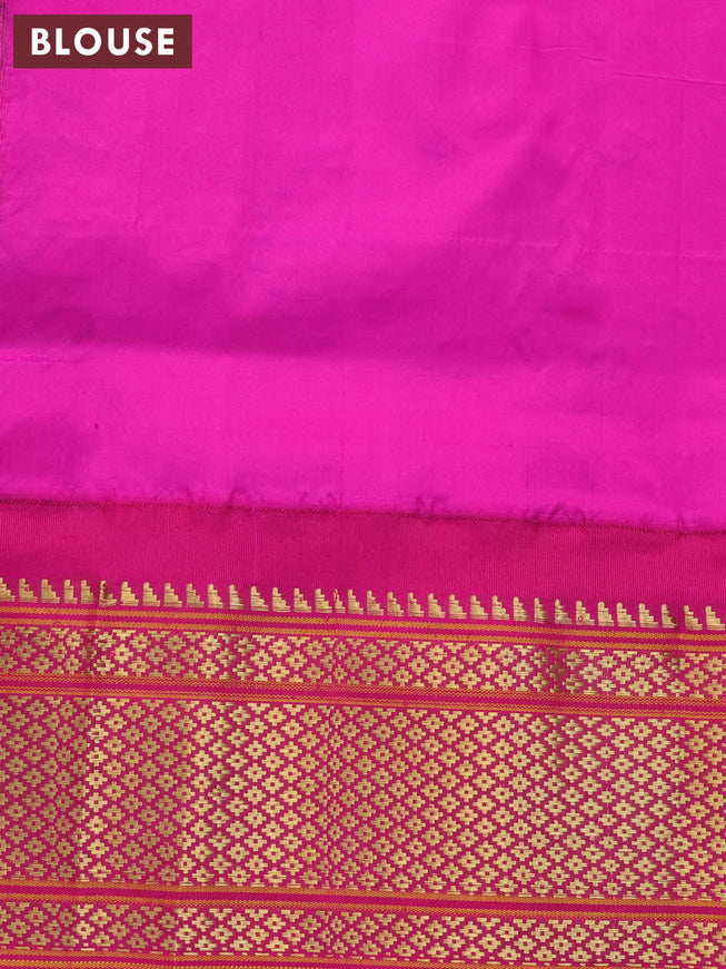 Pure paithani silk saree green and pink with allover floral zari woven buttas and zari woven border