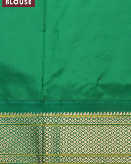 Pure paithani silk saree red and green with allover floral zari woven buttas and zari woven border