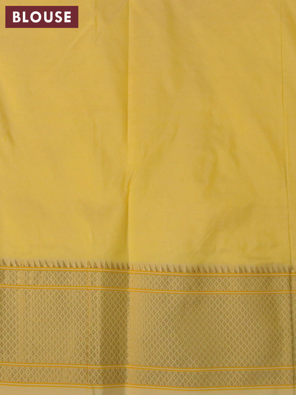 Pure paithani silk saree yellow with allover zari woven floral buttas and zari woven border