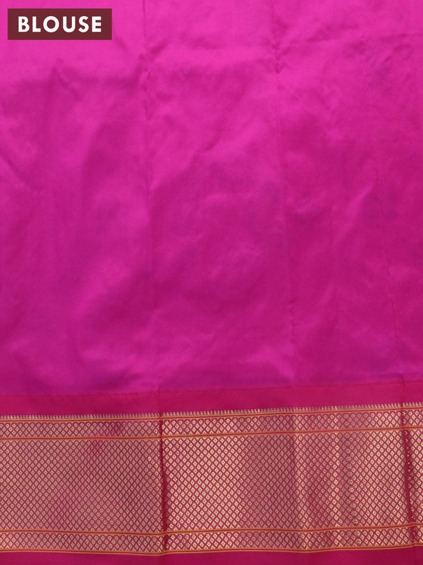 Pure paithani silk saree dual shade of cs blue and pink with annam zari woven buttas and zari woven border