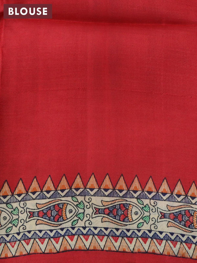 Beige Madhubani Printed Art Silk Saree SC21332 main image 1