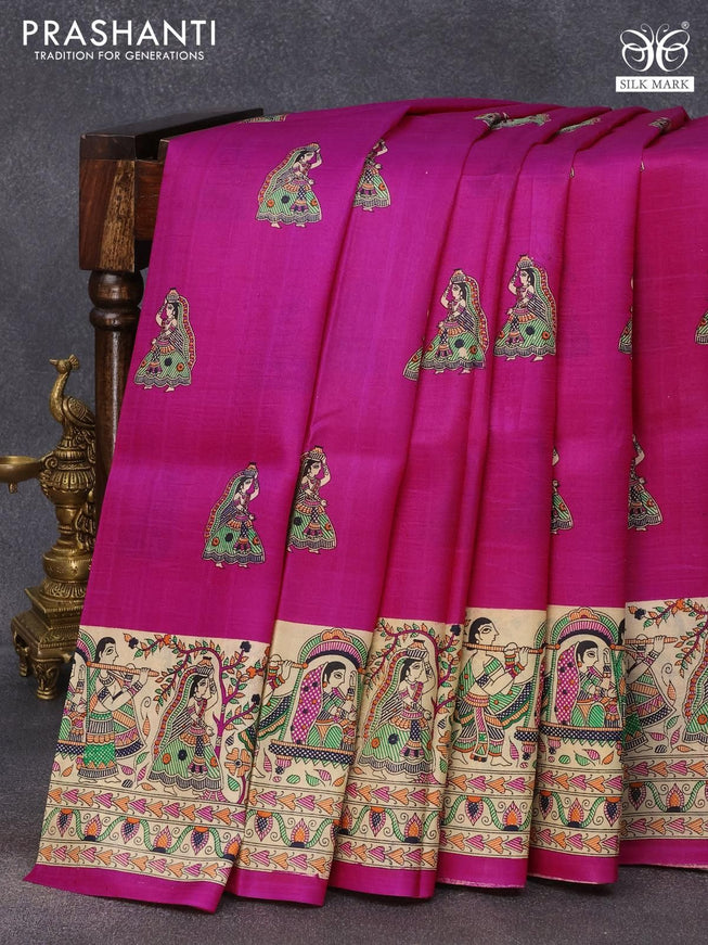 Satin Silk Madhubani Saree