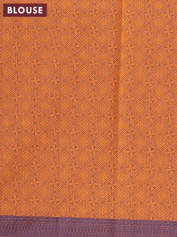 South kota saree orange and blue with thread woven buttas and thread woven border