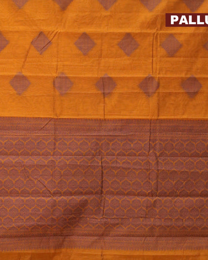South kota saree mustard yellow and blue with thread woven buttas and thread woven border