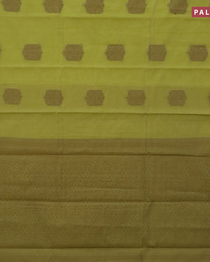 South kota saree light green and brown with thread woven buttas and thread woven border