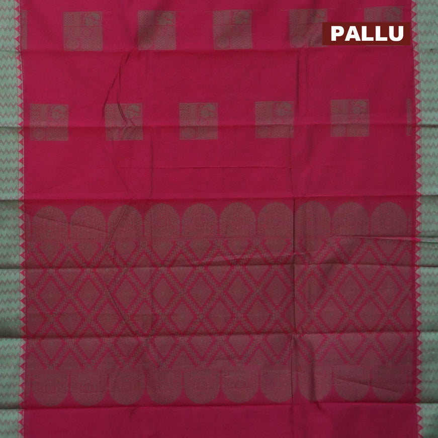 South kota saree magenta pink and green shade with thread woven box type buttas and thread woven border