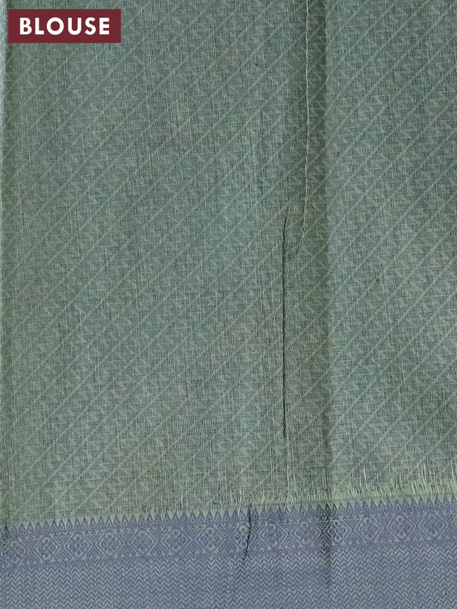 South kota saree green shade and blue with thread woven buttas and thread woven border