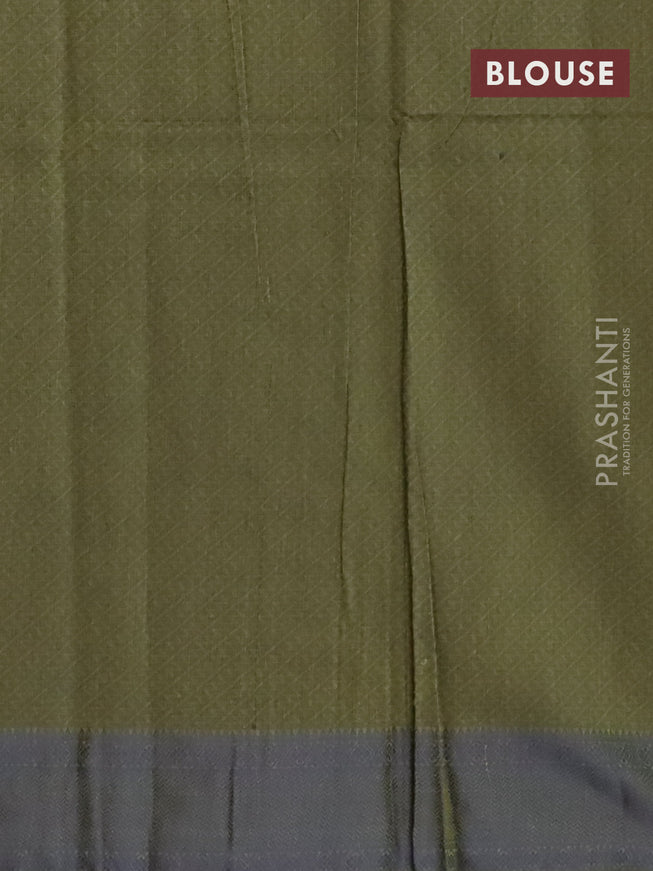 South kota saree sap green and blue with thread woven box type buttas and thread woven border