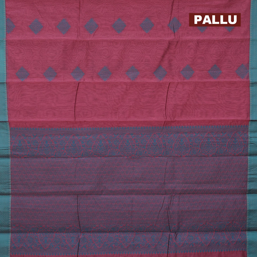 South kota saree mauve pink and teal green with thread woven buttas and thread woven border