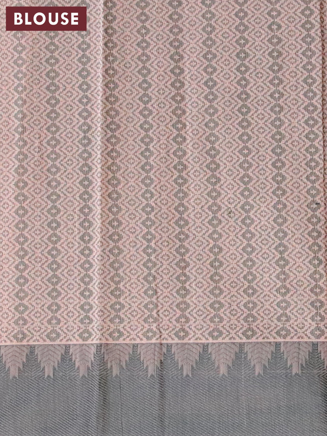 South kota saree peach shade and bottle green with thread woven buttas and thread woven border