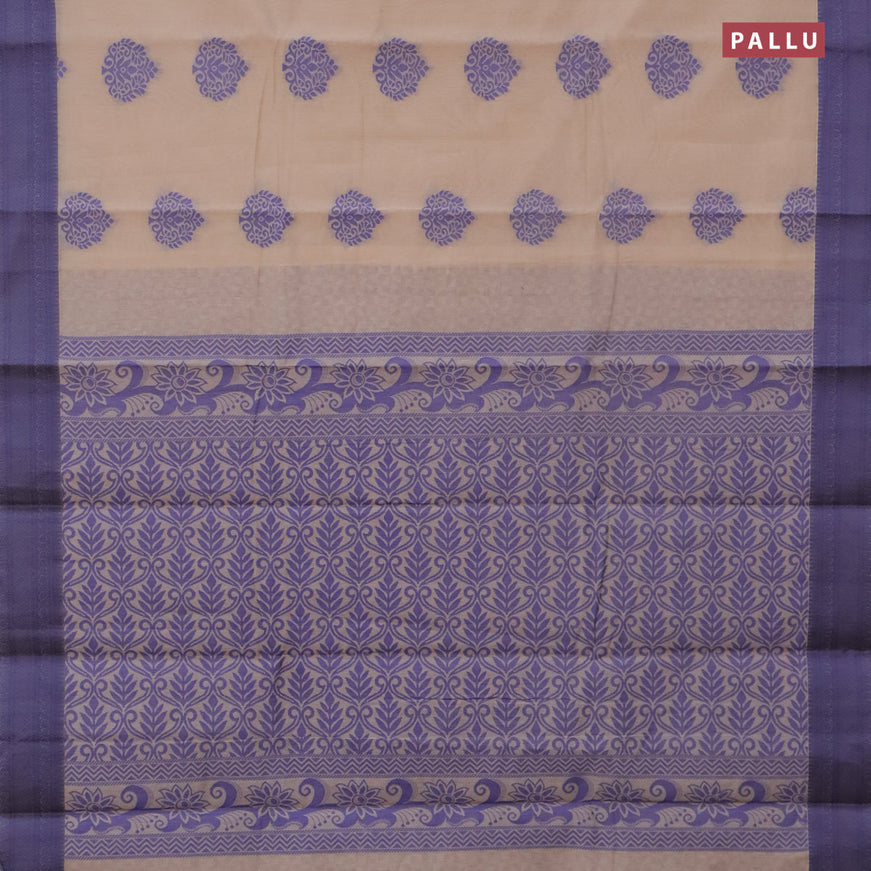 South kota saree beige and blue with thread woven buttas and thread woven border