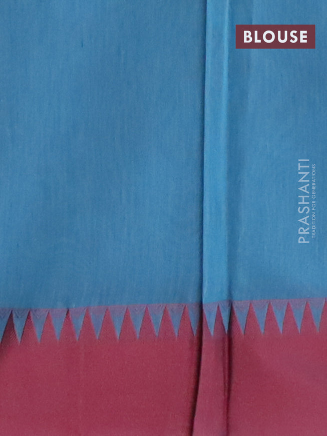 South kota saree blue shade and maroon with thread woven buttas and thread woven border