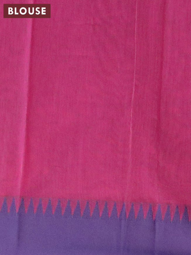 South kota saree magenta pink and blue with thread woven buttas and temple design simple border