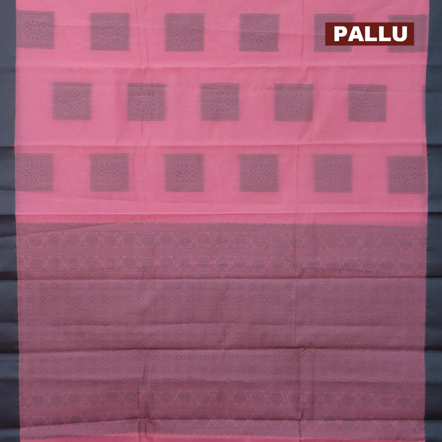 South kota saree pink shade and dark green with thread woven box type buttas and thread woven border