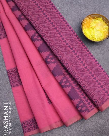 South kota saree light pink with thread woven box type buttas in borderless style