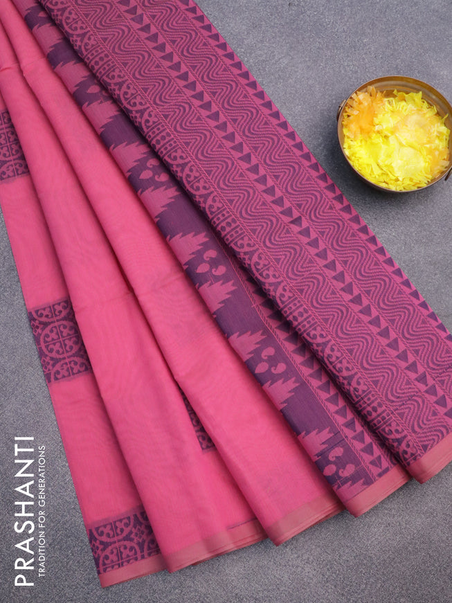 South kota saree light pink with thread woven box type buttas in borderless style
